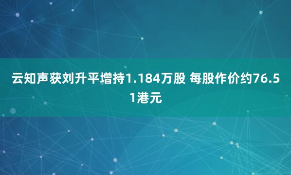云知声获刘升平增持1.184万股 每股作价约76.51港元