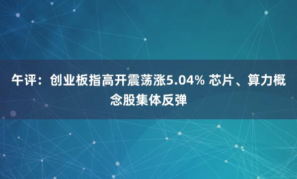 午评：创业板指高开震荡涨5.04% 芯片、算力概念股集体反弹