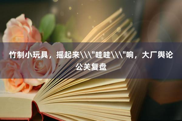 竹制小玩具，摇起来\＂哇哇\＂响，大厂舆论公关复盘
