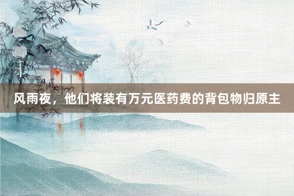 风雨夜，他们将装有万元医药费的背包物归原主