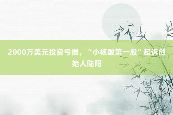 2000万美元投资亏损，“小核酸第一股”起诉创始人陆阳