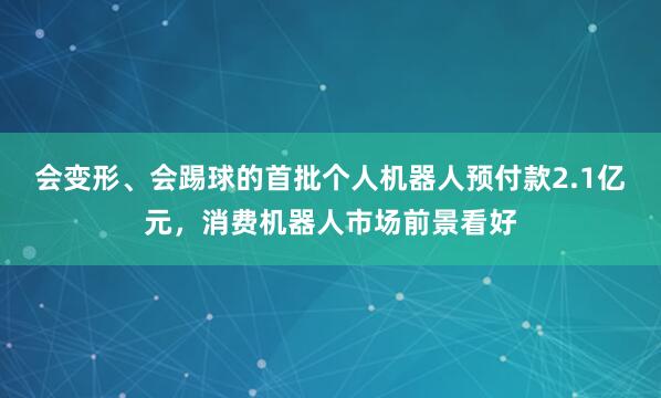 会变形、会踢球的首批个人机器人预付款2.1亿元，消费机器人市场前景看好