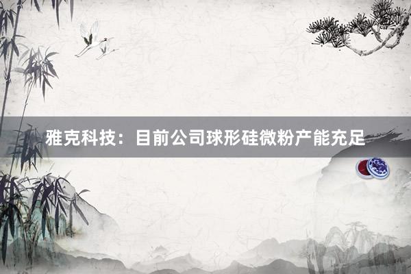 雅克科技：目前公司球形硅微粉产能充足