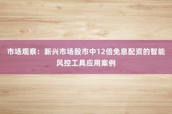 市场观察：新兴市场股市中12倍免息配资的智能风控工具应用案例