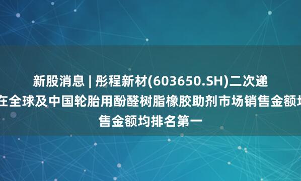 新股消息 | 彤程新材(603650.SH)二次递表港交所 在全球及中国轮胎用酚醛树脂橡胶助剂市场销售金额均排名第一