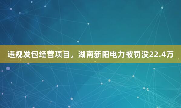 违规发包经营项目，湖南新阳电力被罚没22.4万