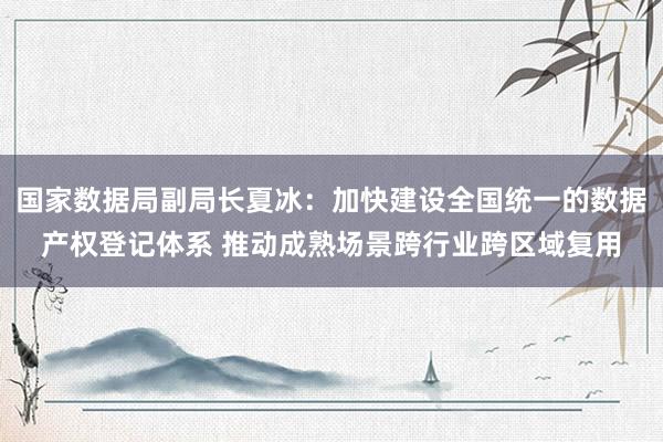 国家数据局副局长夏冰：加快建设全国统一的数据产权登记体系 推动成熟场景跨行业跨区域复用
