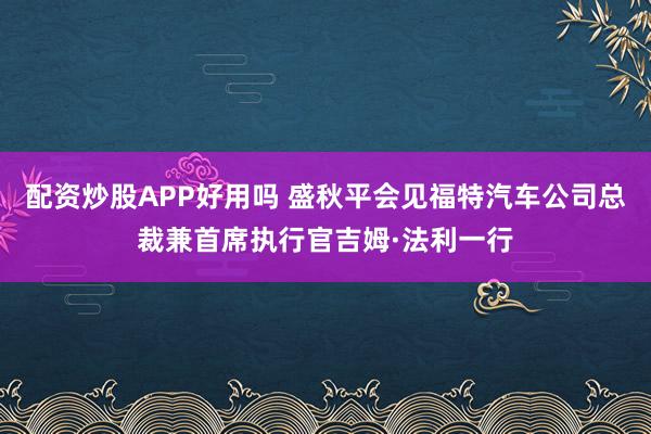 配资炒股APP好用吗 盛秋平会见福特汽车公司总裁兼首席执行官吉姆·法利一行