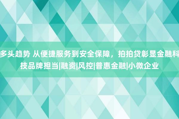 多头趋势 从便捷服务到安全保障，拍拍贷彰显金融科技品牌担当|融资|风控|普惠金融|小微企业