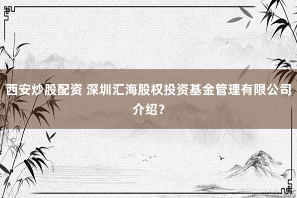 西安炒股配资 深圳汇海股权投资基金管理有限公司介绍？