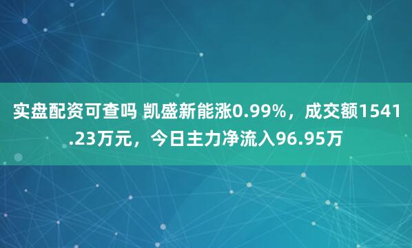 实盘配资可查吗 凯盛新能涨0.99%，成交额1541.23万元，今日主力净流入96.95万
