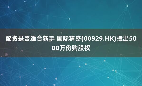 配资是否适合新手 国际精密(00929.HK)授出5000万份购股权