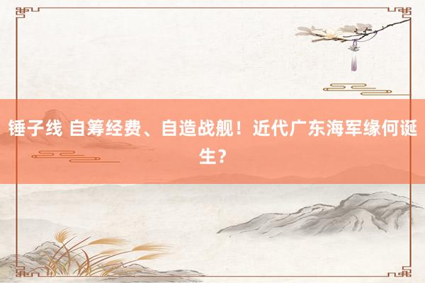锤子线 自筹经费、自造战舰！近代广东海军缘何诞生？