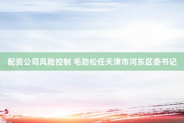 配资公司风险控制 毛劲松任天津市河东区委书记