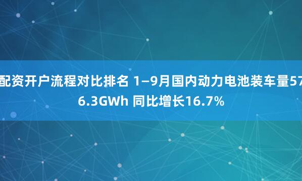 配资开户流程对比排名 1—9月国内动力电池装车量576.3GWh 同比增长16.7%